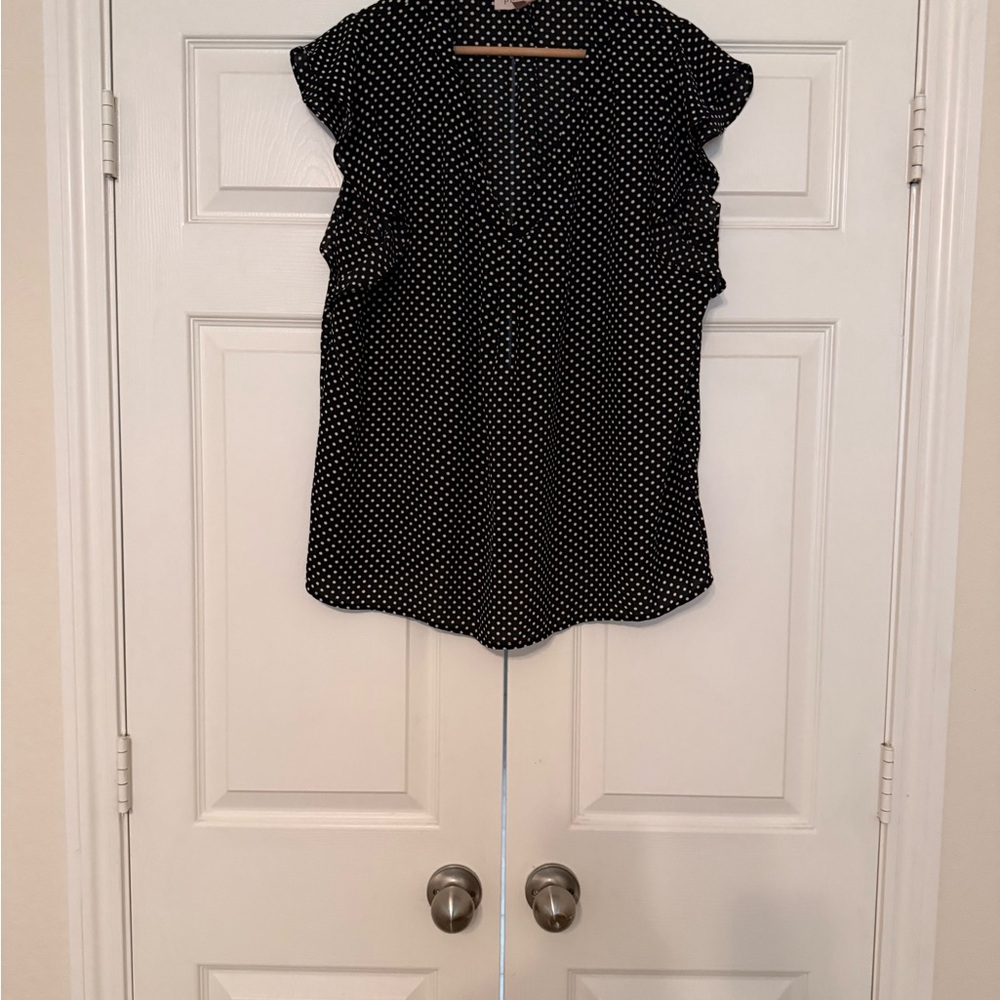 Philosophy Black Blouse with White Dots